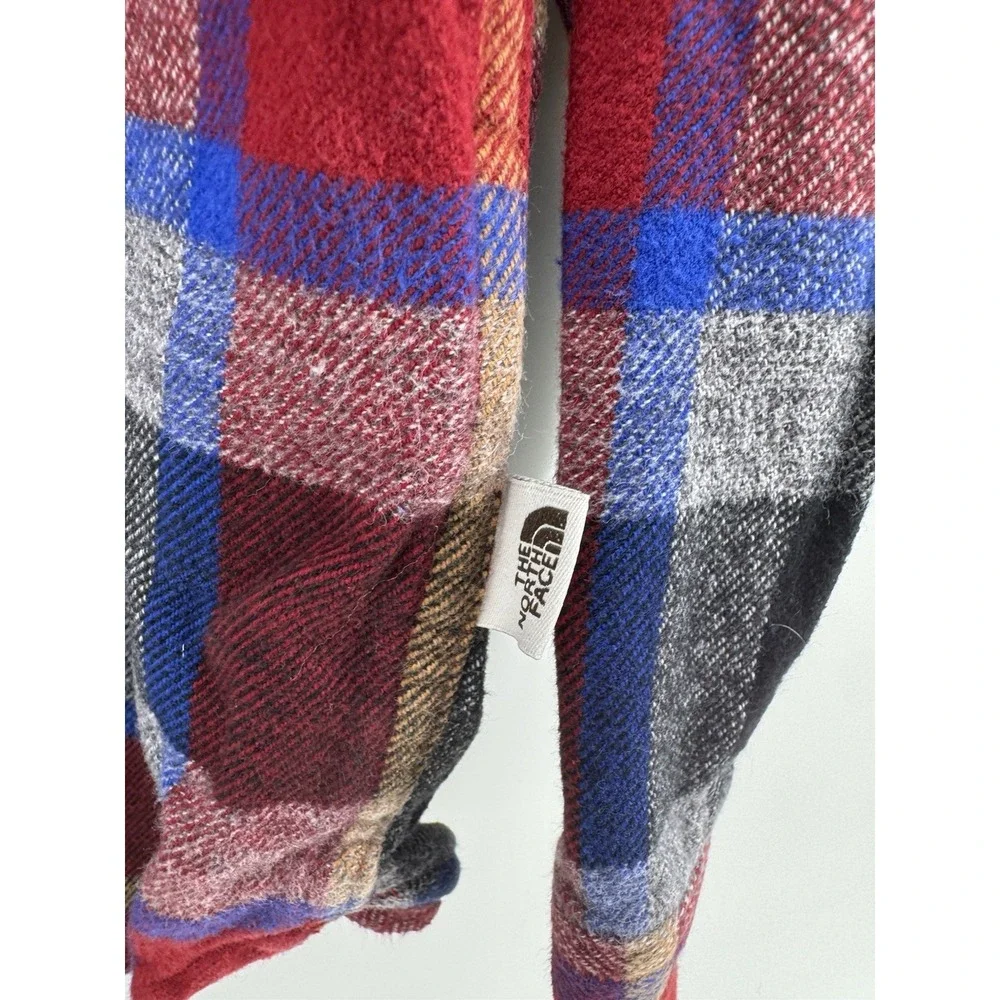 The North Face Plaid Flannel Button-Up Shirt Pockets Red/Blue/Gray Men's M